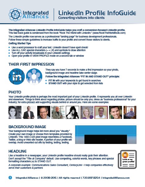 Integrated Alliances LinkedIn PROFILE InfoGuide